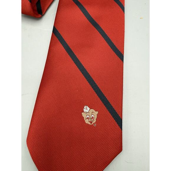 Vintage Porky Pig Neck Tie Benchmark Red Stripe Looney Tunes Made USA - Picture 5 of 6
